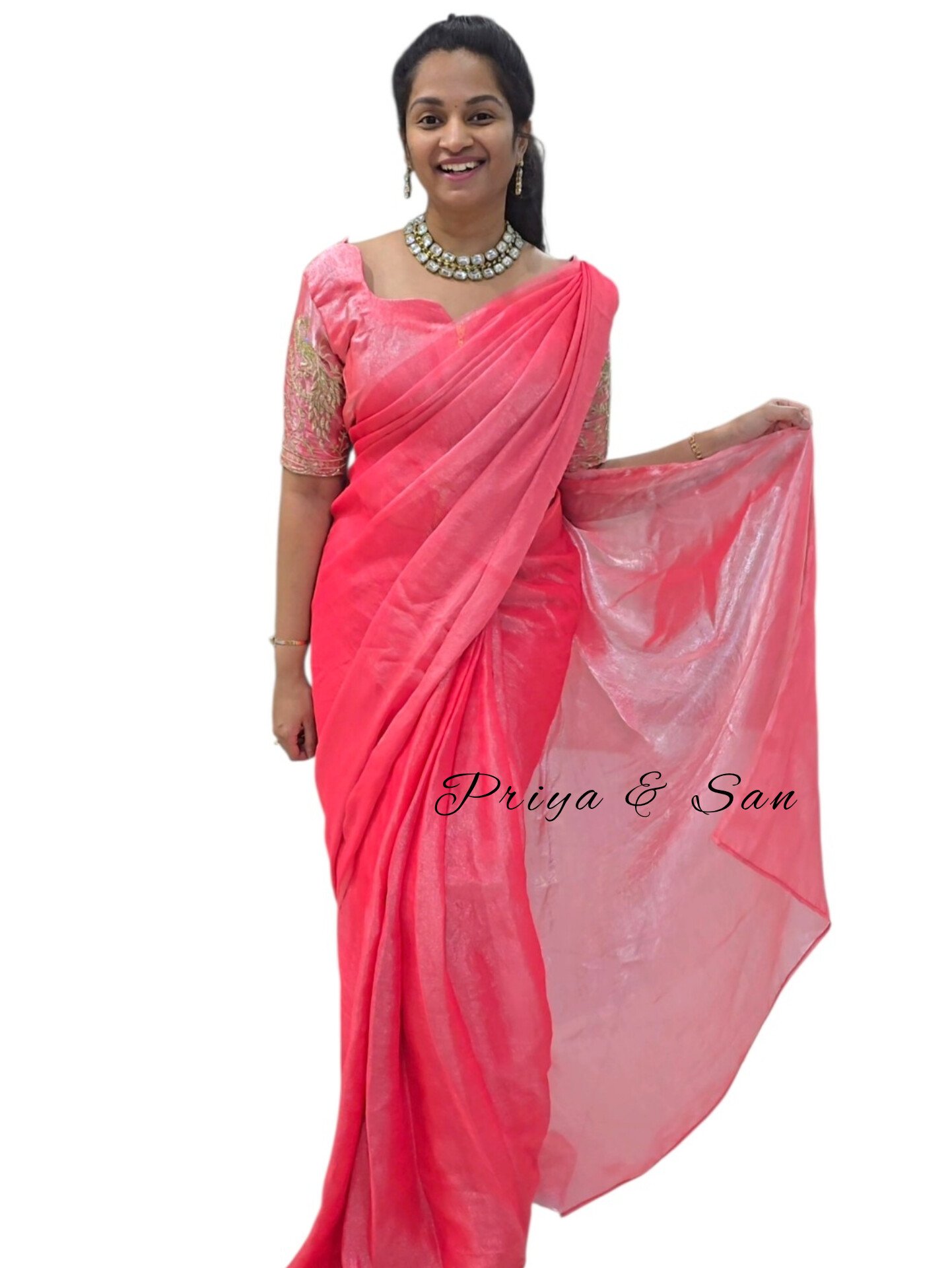 Coral Waist Open Saree Gown