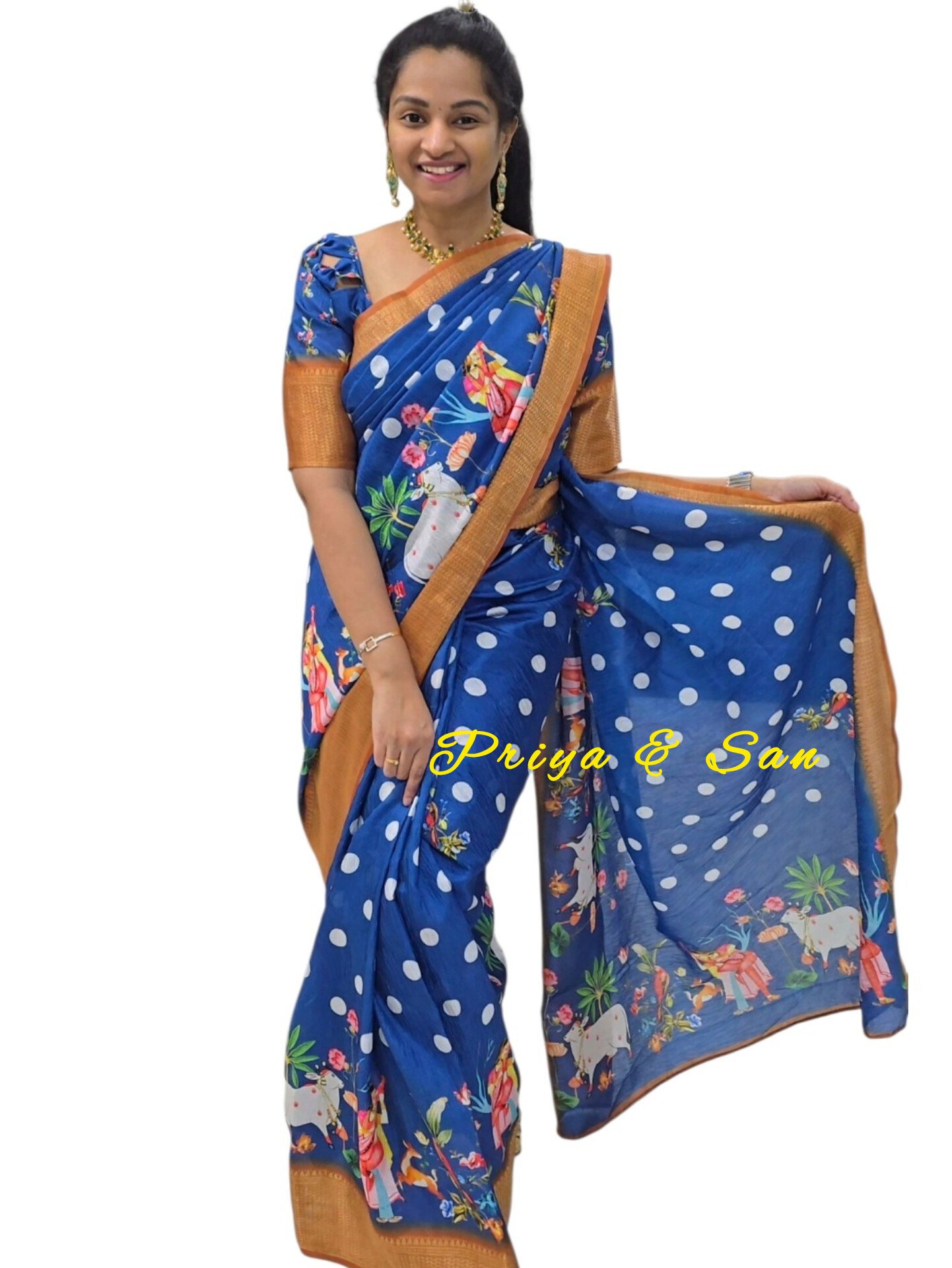 Royal Pichwai Waist Open Saree Gown - Image 3