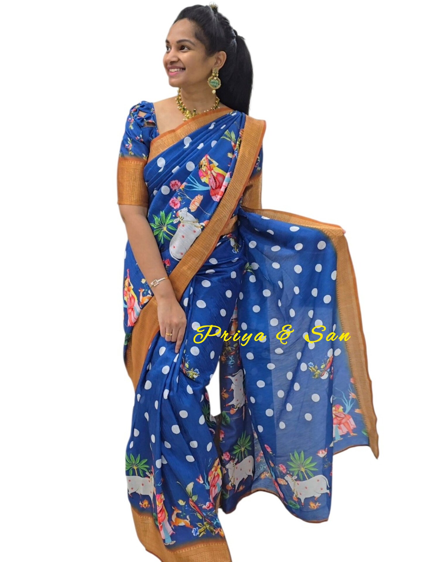 Royal Pichwai Waist Open Saree Gown