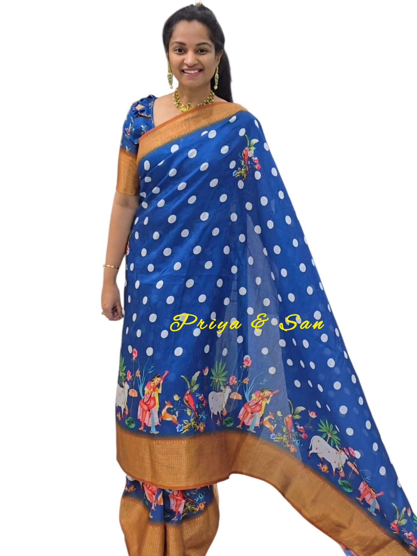 Royal Pichwai Waist Open Saree Gown - Image 4