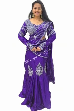 Purple Radiance Skirt Style Sari (Free Size ~ Fits Up to 2XL)