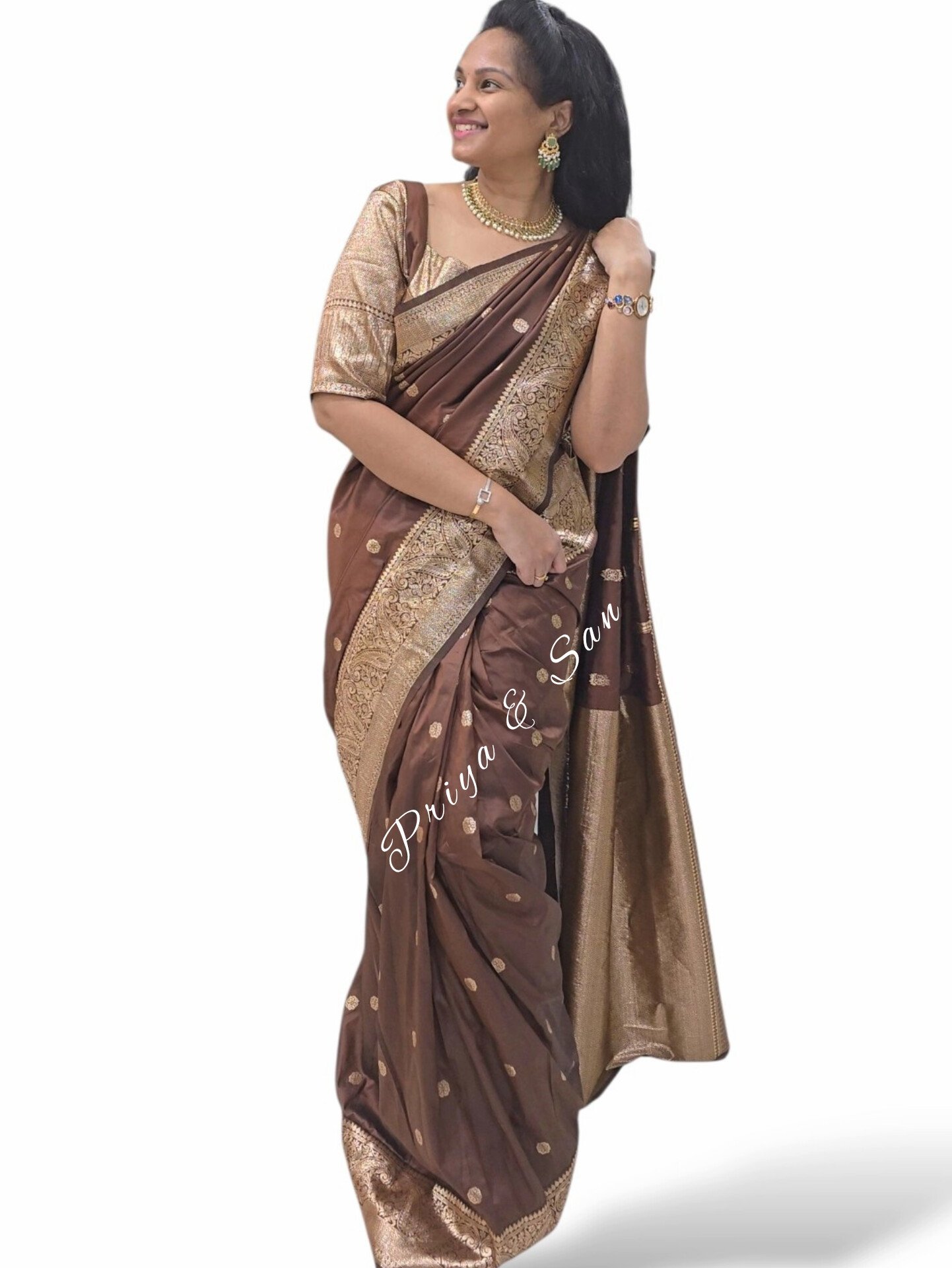 Banarasi Royal Waist Open Saree - Image 2