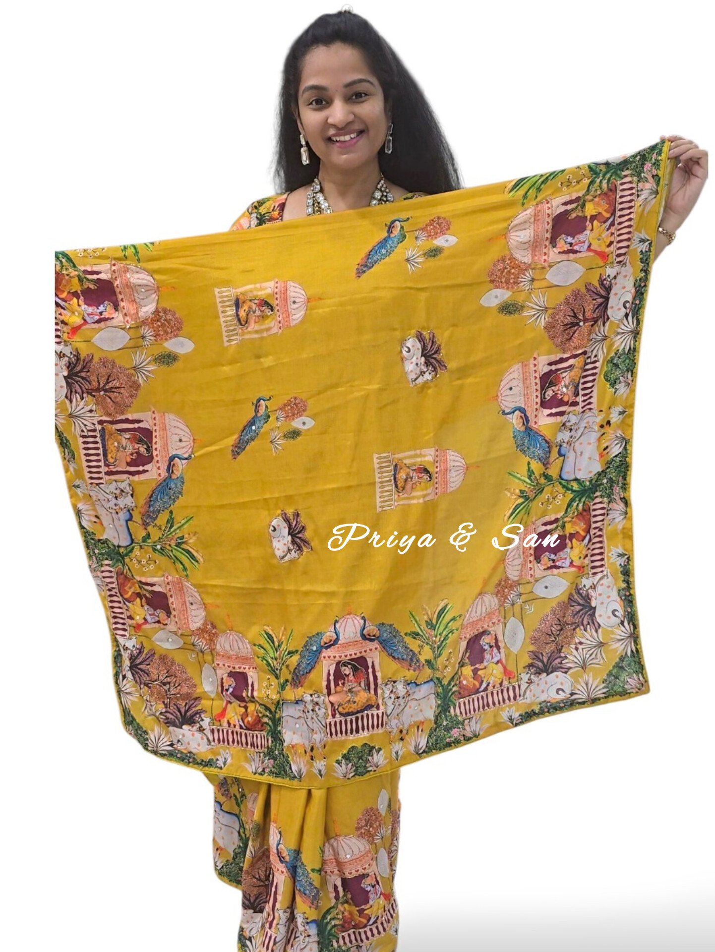 Radha Krishna Royal Waist Open Saree - Image 3